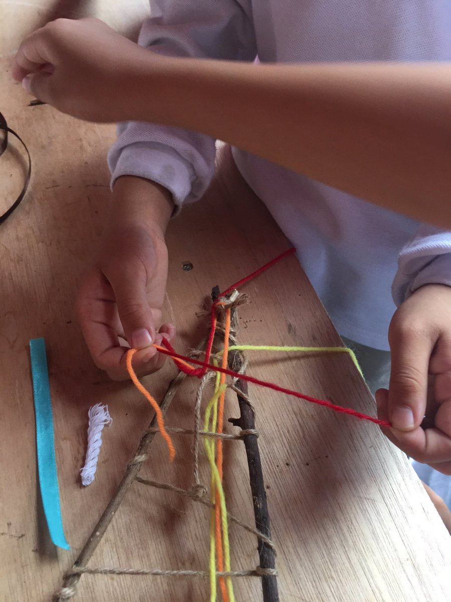 alytree's tweet image. Forrest school craft making &amp;amp; weaving in the CDNIS Mini Makers Program, fine motor skills, serious play. #cdnisprojectinnovate @Makerspaces_com @21cli @MakerEdOrg