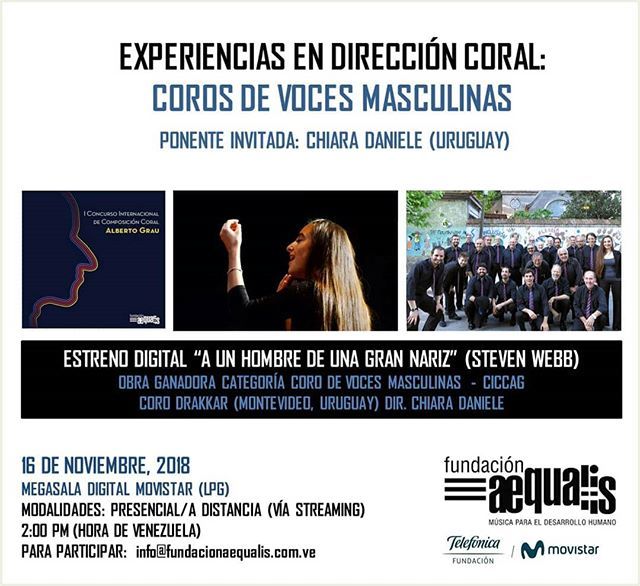 El viernes 16 de noviembre se llevará a cabo en Caracas el segundo estreno digital del I Concurso Internacional de Composición Coral Alberto Grau (CICCAG), creado por la Fundación Aequalis, que cuenta con el apoyo de la Fundación Telefónica Movistar <a href="/fun/">Fun.xyz</a>… ift.tt/2T6oDvA