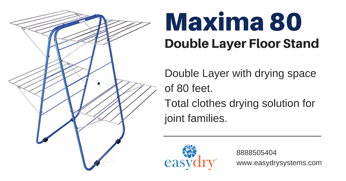 EasyDrySystems's tweet image. #Maxima80 is a double layer floor stand. Do not need any installation. It usually delivered in 11-12 working days. To buy this product visit at easydrysystems.com/maxima-80-floo… or call us on 8888505404.  
#DoubleLayerFloorStand #ClothesDryingSystem #EasyDrySystem #SpaceSaver