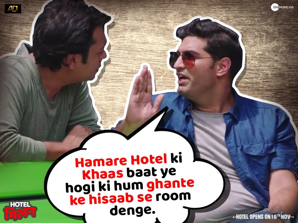 Milan will be in full bloom, kyun ki ab ghante ke hisaab se milega room! #HotelMilan aa raha hai Nov 16th ko. @ikunaalroykapur @zeishan_quadri @mishravishal @ZeeMusicCompany #InCinemas16thNov