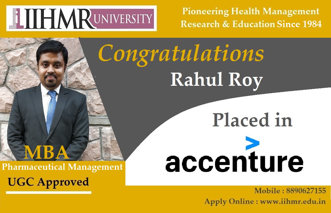 IIHMRUniversity's tweet photo. #PlacementStories
Placements @ IIHMR University
Rahul Roy placed in Accenture.
Congratulations to him.
#IIHMR #IIHMRUniversity #IIHMRJaipur
#MBAHospitalandHealthManagement
#MBAPharmaceuticalManagement
#MBARuralManagement
#MasterofPublicHealth
#HealthManagement https://t.co/PD1XRAS4qu