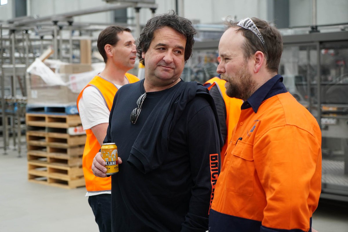 Great to have a couple of legends down at the Brewery today. Particularly impressed with @mickmolloy and his quality control / forklift driving skills!