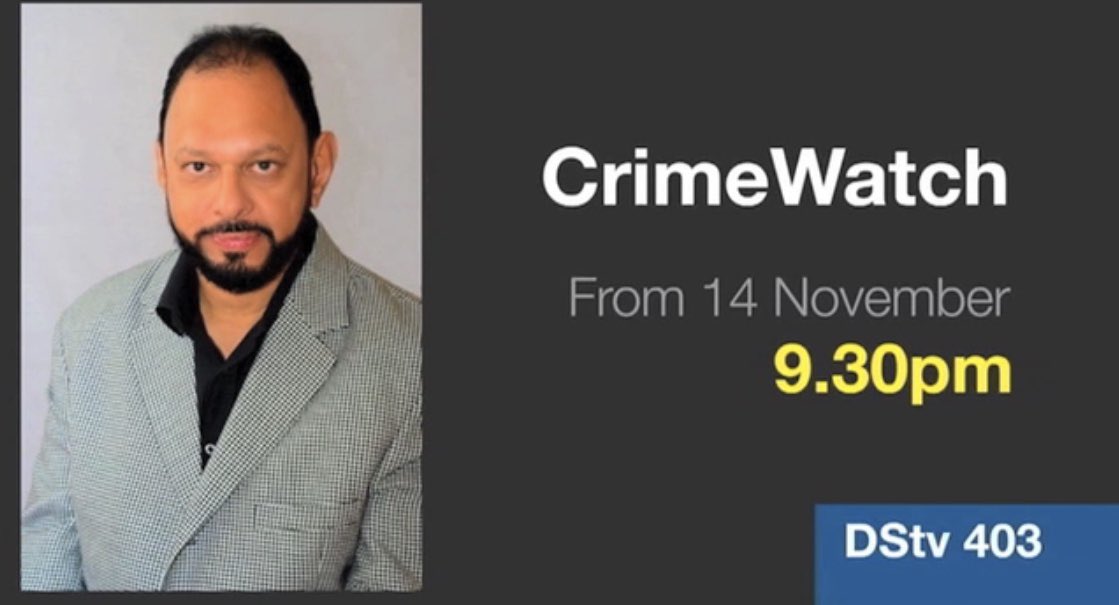 Abramjee's tweet image. #CrimeWatch on @eNCA (DSTV 403) launches at 9.30pm tomorrow evening: We go behind bars; show real crimes: feature missing persons; highlight SA’s most wanted: speak to a crime expert...and more!