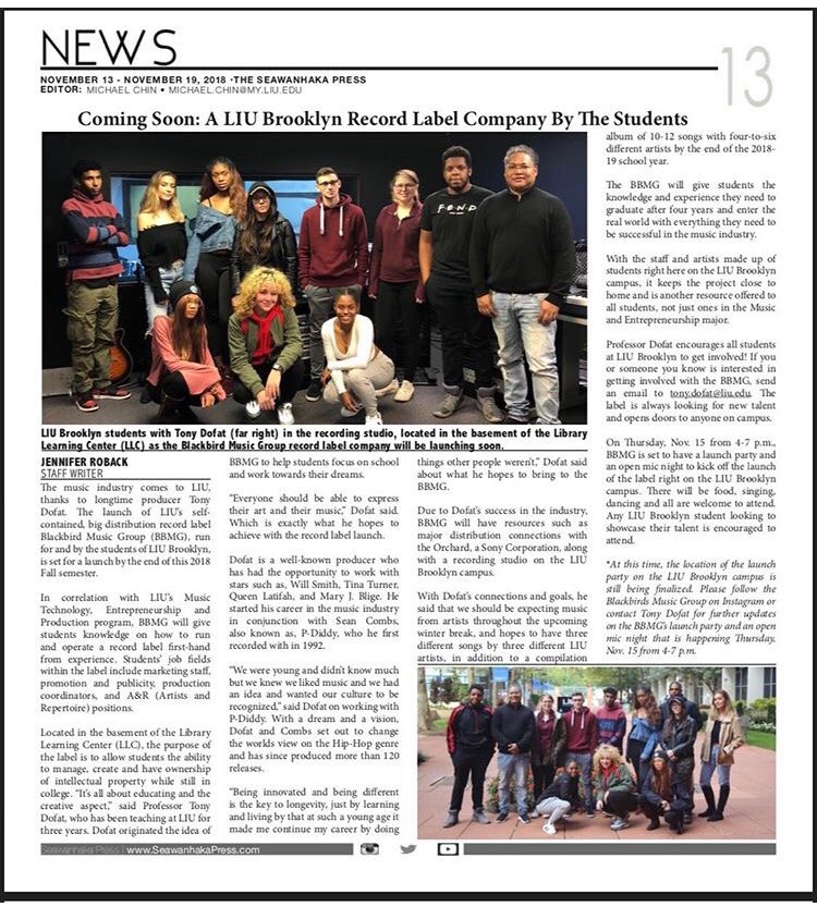 Introducing @BlackbirdsGroup read about what’s going on at LIU Brooklyn and our NEW B.F.A. “Music Technology” Cc: @KaylasWorlddd @McBizzle @misstealek @LIUBrooklyn @LIUMusic @liubkma