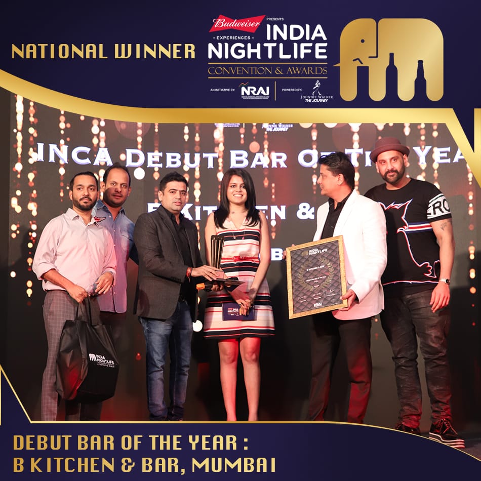 They say, well begun is half done. Kudos to the national winner B Kitchen &amp; Bar for Debut Bar Of The Year at INCA 2018. Here’s wishing you all the success in the future!