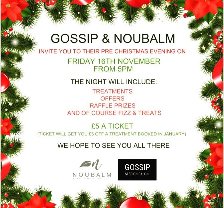 #fun #fizz #freebies #friday 
#gossipsessionsalon #noubalm #oxton #wirral #childreninneed2018 #Christmasgifts #discounts