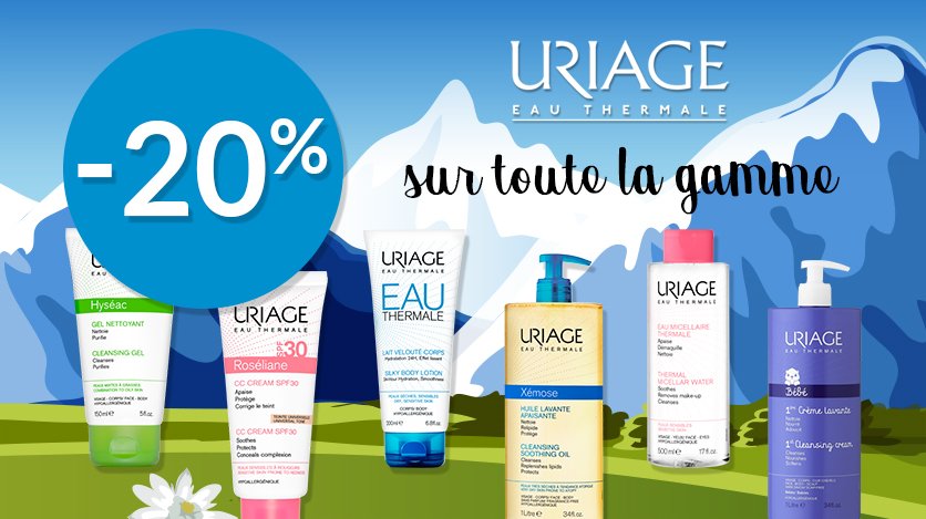 [PROMOTIONS] -20% sur toutes les gammes de la marque URIAGE !
Laissez vous tenter par la force de l'Eau Thermale d'Uriage concentrée dans une ligne de produits dermo-cosmétiques pour l'équilibre et le soin des peaux sensibles.
Je commande >> ow.ly/Xgi030mrNIy