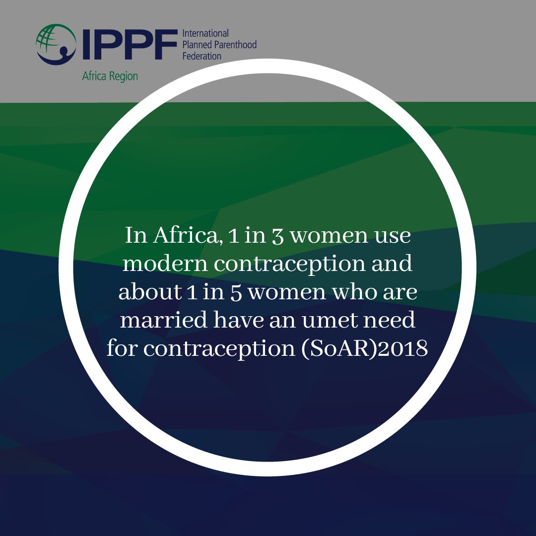 #ICFP2018 

In Africa, 1 in 3 women use modern contraception and about 1 in 5 women who are married have an unmet need for contraception (SoAR)

To achieve the #FP2020 targets, we have to urgently address the crisis of the unmet contraception need.
#FP2020Progress @FP2020Global