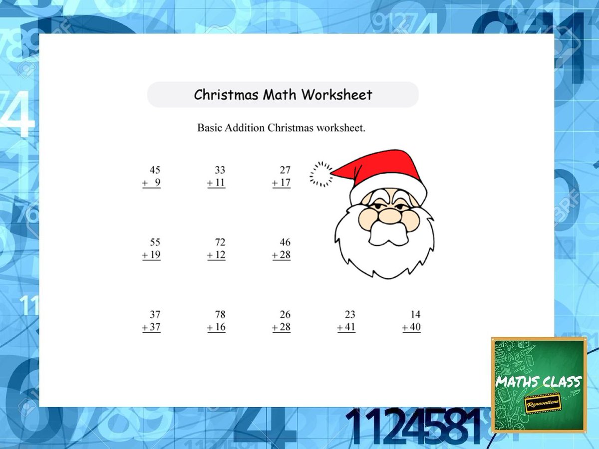 For your own mental health, please don't google 'christmas maths worksheets' (example below). How do you maximise learning in the weeks before christmas, and avoid prolonging the #summerlearningloss ? #mtbos #iteachmath