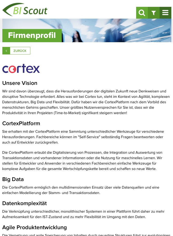 Ab heute sind wir mit der #CortexDB und CortexPlatform auch auf der Seite vom #BI Scout (<a href="/Daten_News/">BI_Scout</a>) vertreten:  
bi-scout.com/firmenprofil/c…

#BigData
#Analytics 
#softwaredevelopment 
#Database