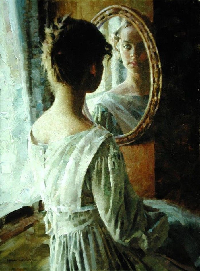 耽美なる絵画とモノ 絵画の中の美女と鏡