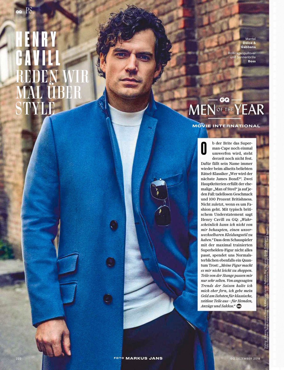 Henry Cavill photographed by Markus Jans for the December issue of GQ Germany. He received their #MovieInternational award last week✨ bit.ly/2zCrqE6 #MenoftheYear