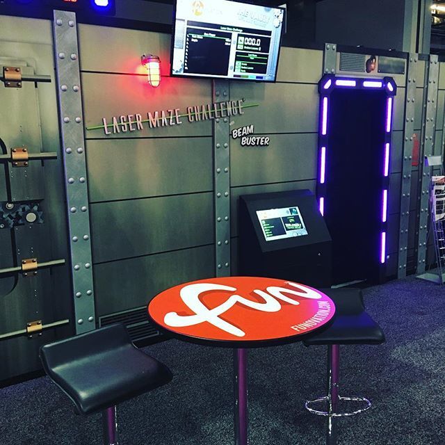 Funovation's tweet photo. You CAN sit with us! A new #funtable debuts at #IAAPA today, come on by!
•
•
#iae18 #iaapaday1 #visitfl #lasermazechallenge #funovation #florida #orlando #fun #lazermaze #lasermaze #lasers #green #beambuster #ninja #photonicpassage #meangirls https://t.co/Ji8TPf5BLV https://t.co/K8b1FonRr1