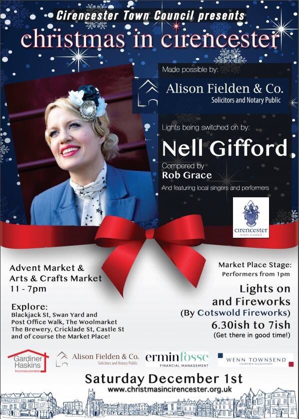 Exciting news, @nellscircus_days_ will be switching on the Christmas Lights in Cirencester on Saturday 1st December. There will be street fireworks, street food, fun fair rides, stage performers and pop-up performers to! The perfect way to celebrate the countdown to Christmas!