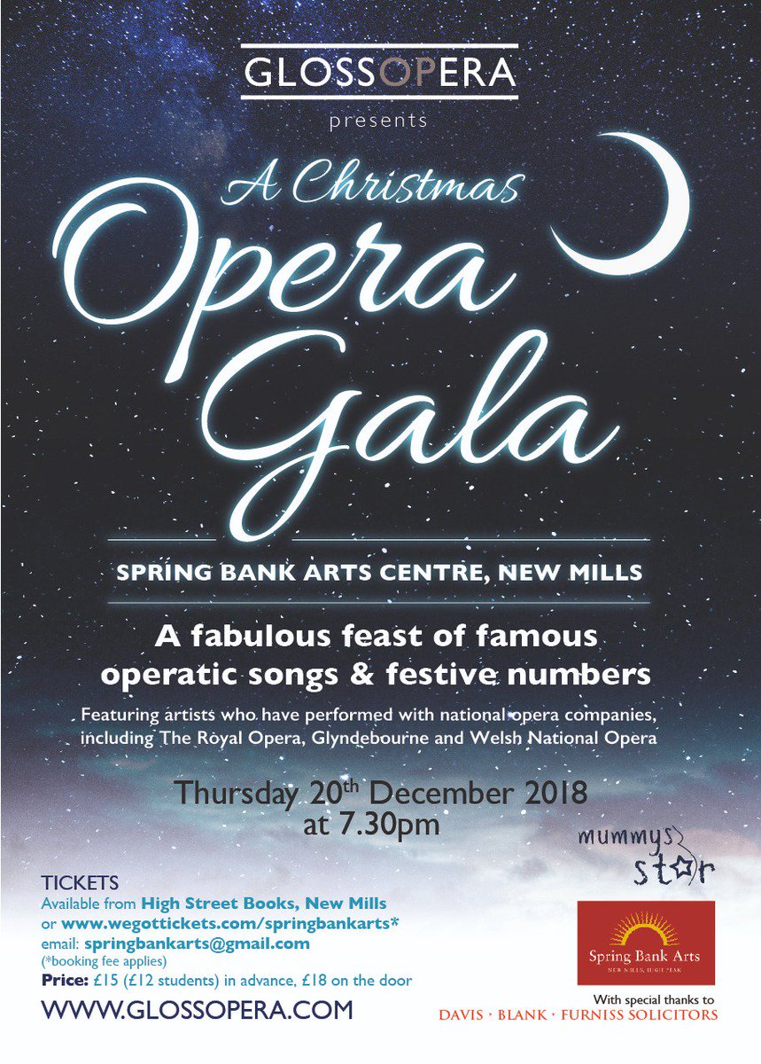 Delighted to announce the 2018 return of our sell-out #Christmas #Opera Galas! Tickets on sale now... ticketsource.co.uk/glossopera  wegottickets.com/springbankarts  #GLOSSOPERA #Glossop #mummysstar #PartingtonTheatre <a href="/PartingtonPlay/">Partington Players</a> <a href="/SpringBankArts/">Spring Bank Arts</a> <a href="/MummysStar/">Mummy's Star</a>