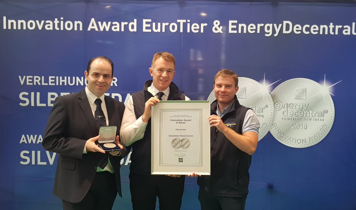 Delighted to receive the @EuroTier innovation award for the @Dairymaster Mission Control!