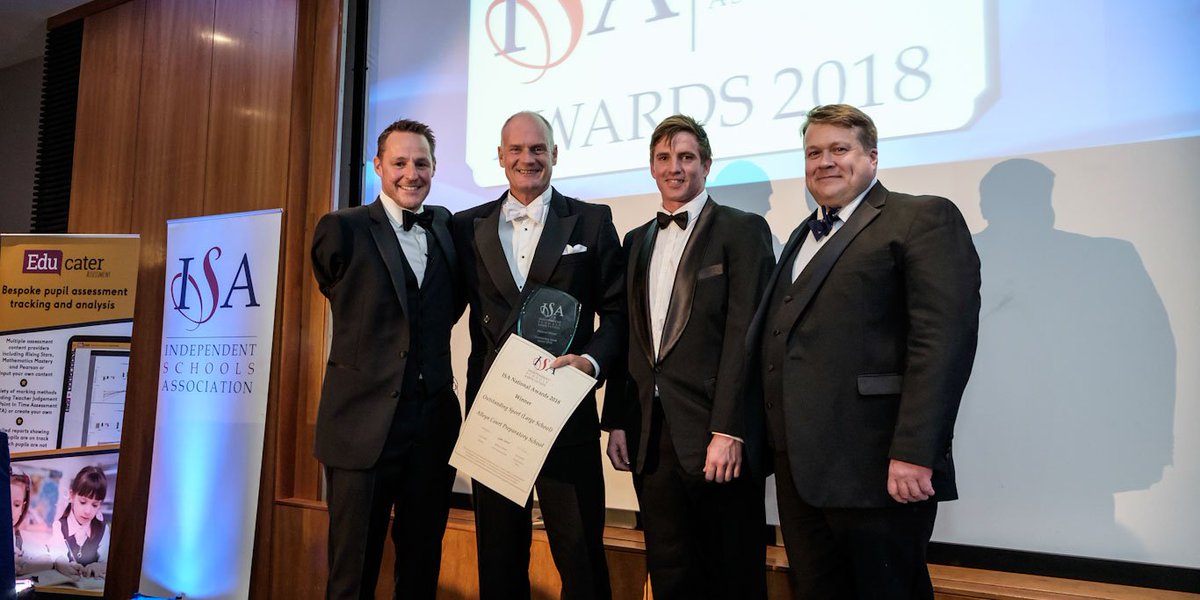 ISAsportUK's tweet photo. Great evening at the #ISA2018ASC, Sports Awards were presented to @AlleynCourt and @ApplefordSchool for their outstanding work  that exemplifies an environment and culture that supports childrens health and wellbeing. https://t.co/gBGIv4Ddil