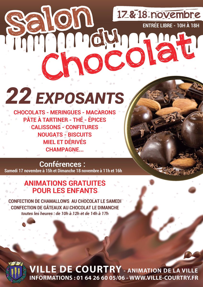 Rendez-vous ce week-end au 5ème Salon du chocolat de Courtry, de 10h à 18h.
