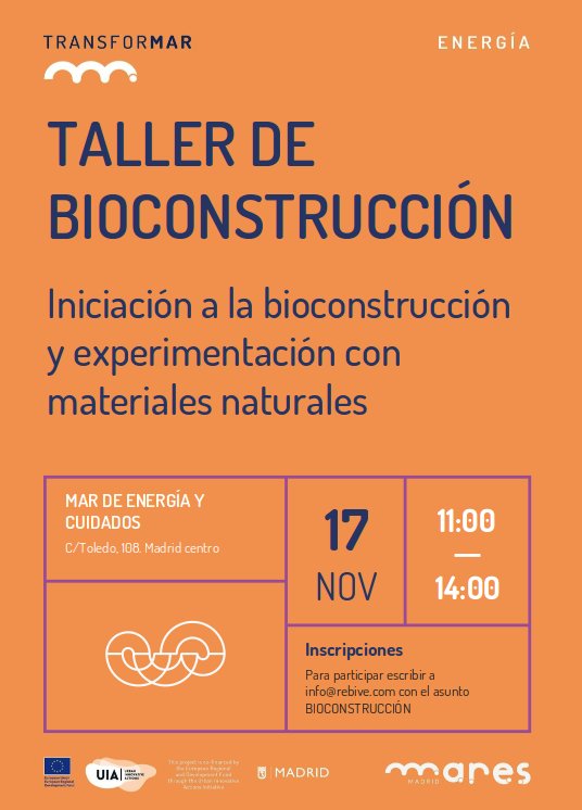 🌞🏡🌱🔨¿Te gustaría saber cómo rehabilitar tu edificio de forma saludable? ¿Quieres iniciarte en la bioconstrucción?
¡Apúntate a los talleres de <a href="/reBive_/">reBive</a> esta semana en #MARESEnergía!
✏️Info@rebive.com
