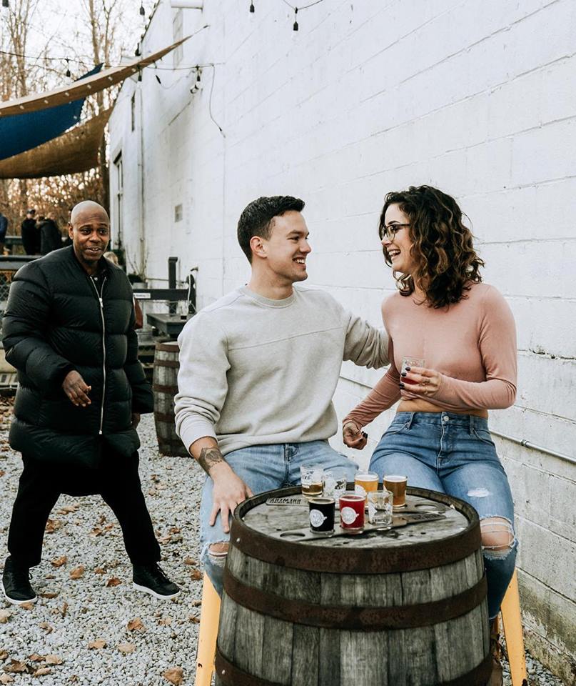 That moment when Dave Chappelle photobombs your engagement shoot! 

It happened to a couple at an Ohio brewery. 

Photos: Jaycee Marie Photography