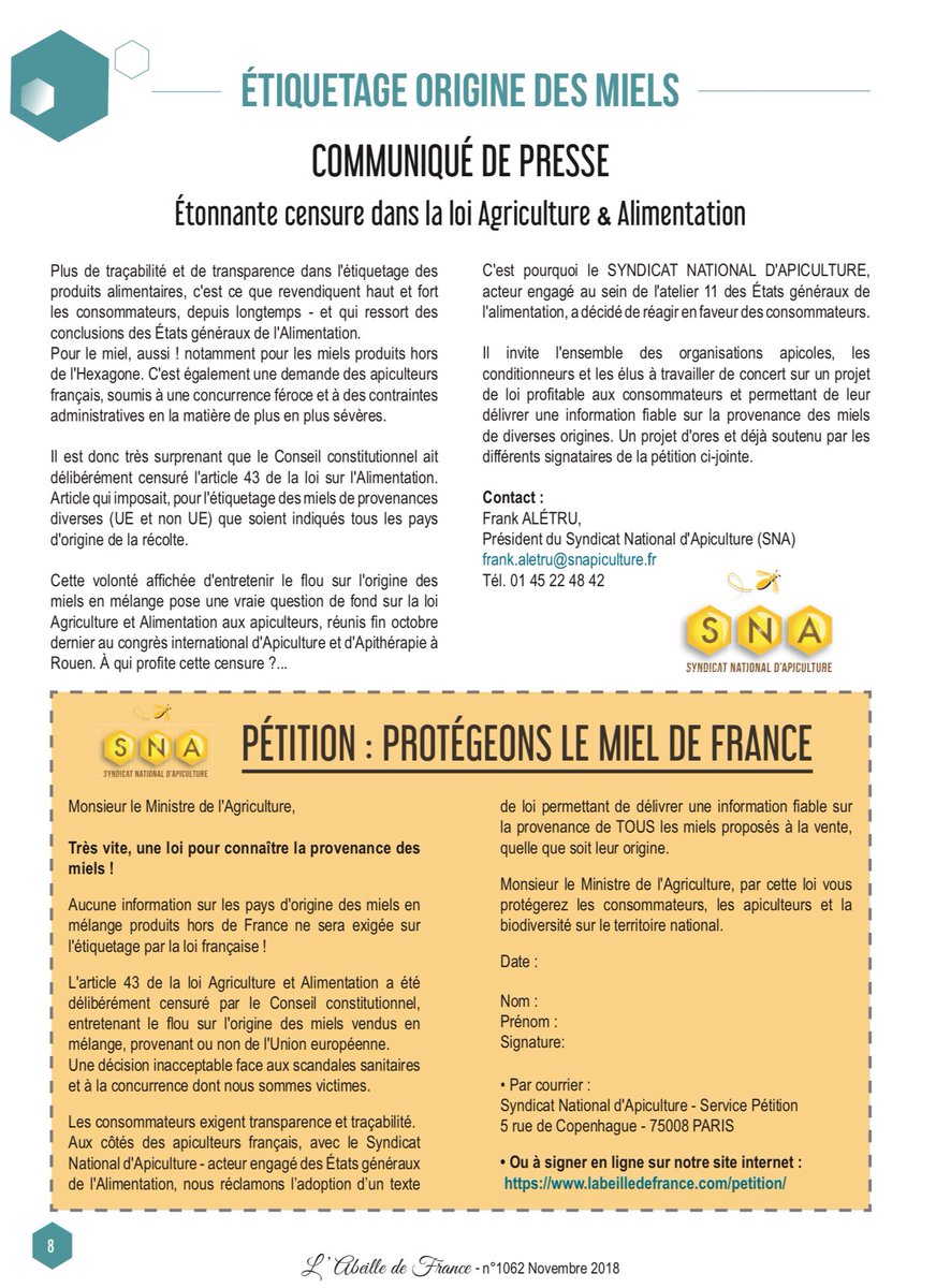SNApiculture's tweet photo. Ensemble pour défendre nos produits #mielsdefrance #MadeinFrance Nous appelons toutes les structures #apicoles à nous rejoindre pour la fin de la mention « mélange de #miels #origine #UE et #nonUE » @FFAP_Apipro @SPMF_Apiculture @ConfPaysanne @UNAFapiculture #AdaFrance https://t.co/mAg98vDJhQ