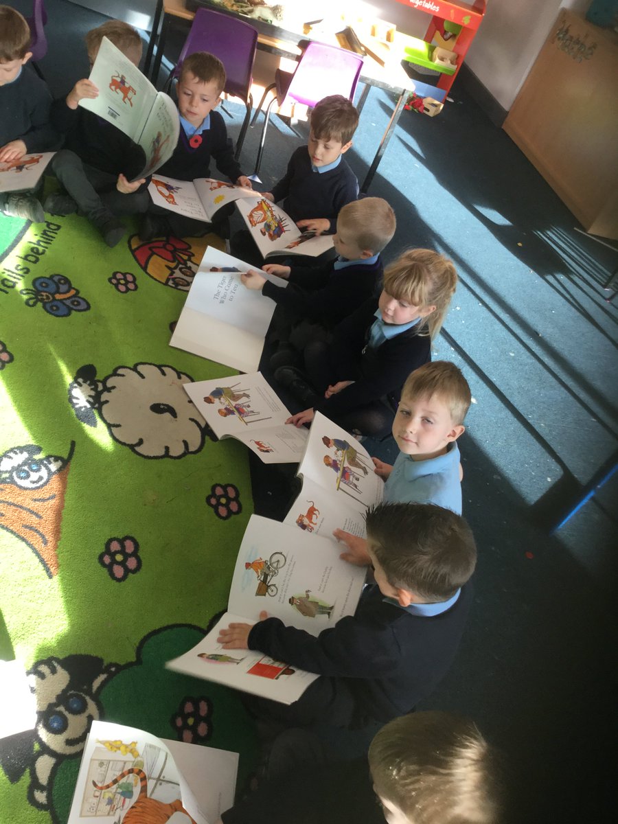 AHMrsTomlinson's tweet photo. Today the children are reading the story 'The Tiger Who Came To Tea' by Judith Kerr. They enjoyed listening about the greedy tiger and handled the books with care! #TheTigerWhoCameToTea #JudithKerr #Literacy #GuidedReading #SharedText https://t.co/seeNYQKUl4