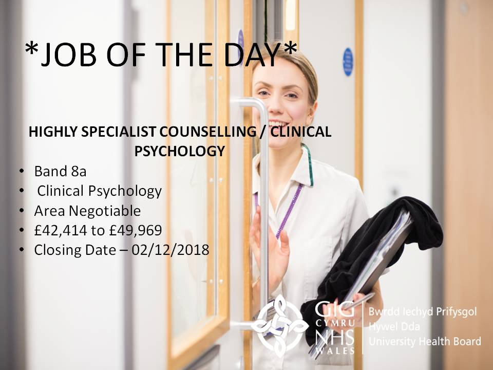 SwyddiHDdaJobs's tweet image. *JOB OF THE DAY* - *HIGHLY SPECIALIST COUNSELLING/CLINICAL PSYCHOLOGY*
For more information on this role, please click here...
bit.ly/2TaQydP
#HywelDda #Band8a #ClinicalPsycholgy #Psychologist #TrainWorkLive #HDdaJOTD
@HywelDdaHB @nhswalescareers