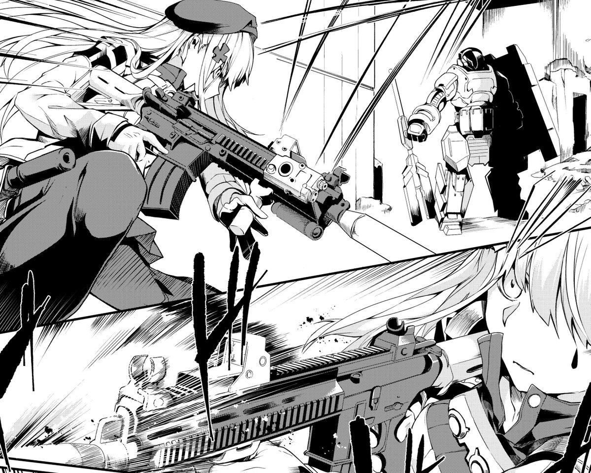 11月27日発売
ドールズフロントライン 電撃コミックアンソロジー
416xG11とAEGISの漫画を8p描かせていただきました。
バトル描いております。周りと毛色が違いすぎてやばい。

https://t.co/ErfbvFpW6J

#ドルフロ 