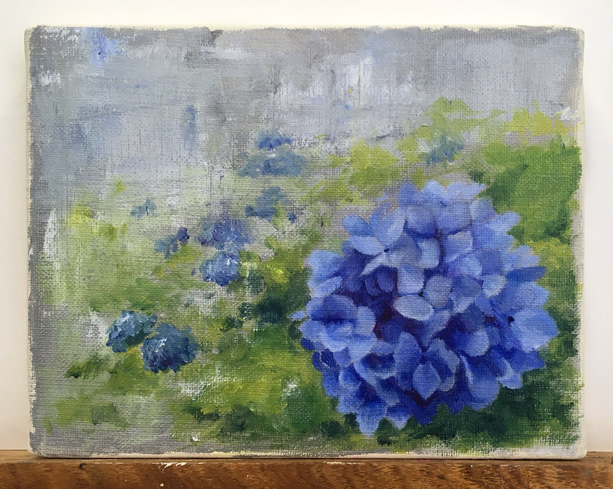 ニンゲンモドキ 油絵も描くよ 紫陽花だよ すぐ別の描きたくなるので中途半端なところでやめがちだよ T Co Nxcbcvslkz Twitter
