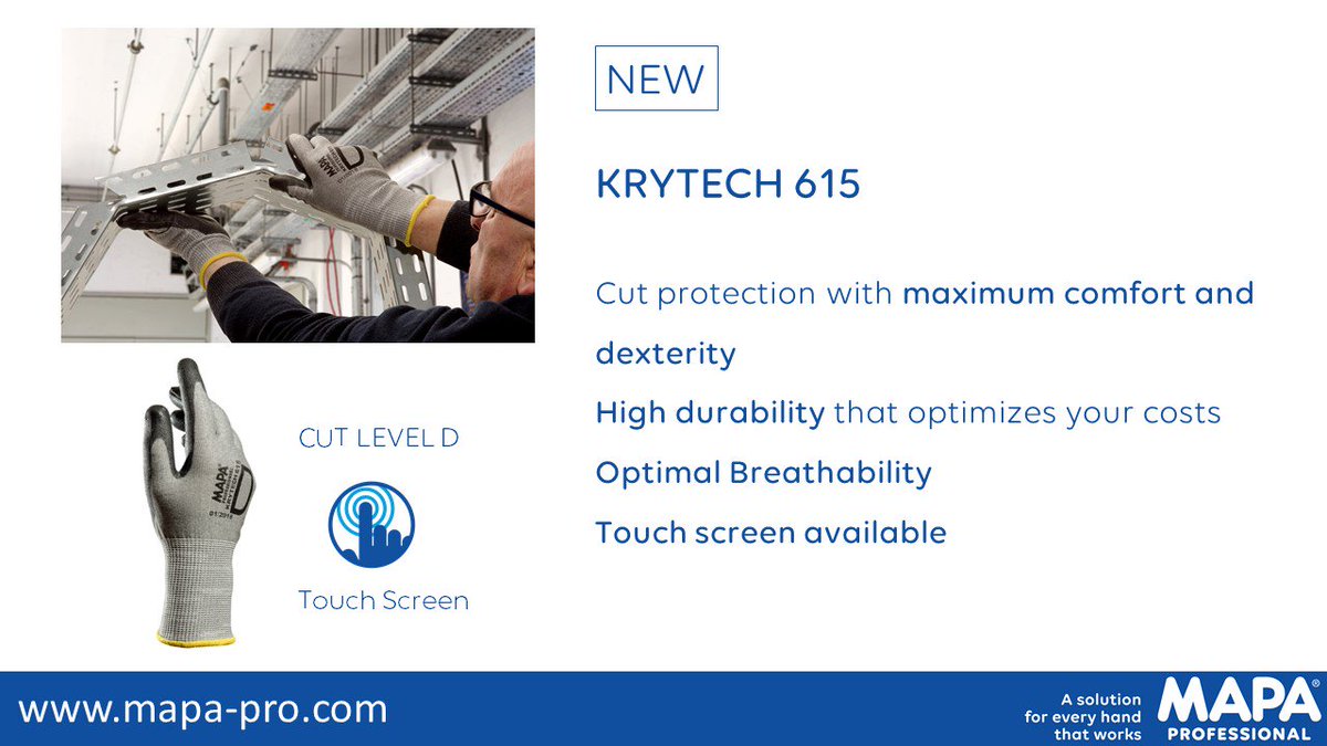 Discover our new product Krytech 615, part of the new cut range. An optimal comfort, dexterity and breathability is guaranteed for every situation. + Touch Screen is available for the Krytech 615. More info on : mapa-pro.com #safetyfirst #gloves #mapapro #cut