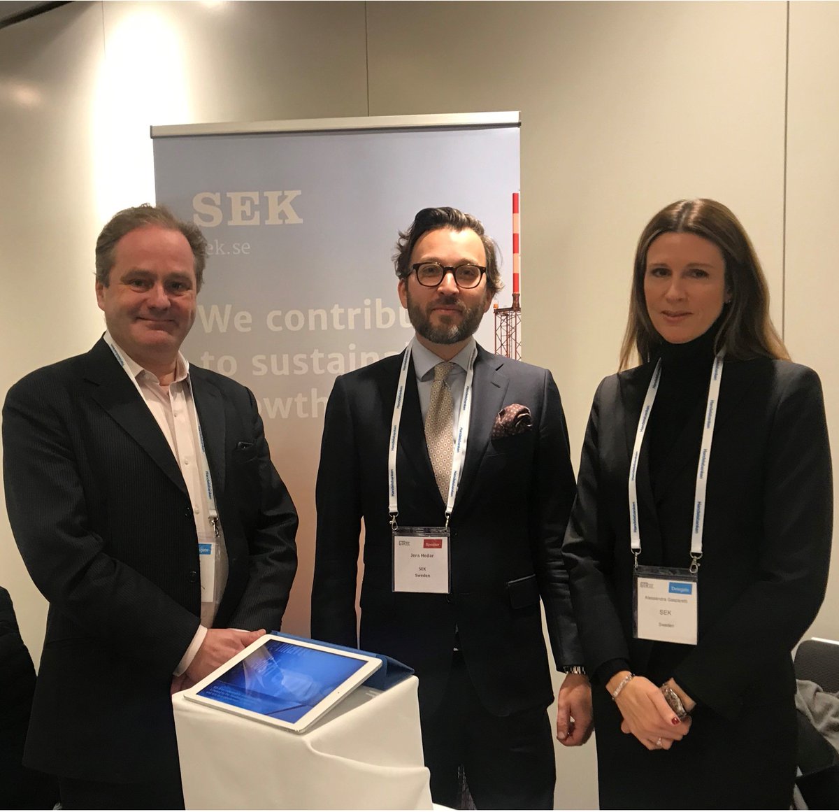 Svensk Exportkredit (@sek_export) on Twitter photo Today SEK attends the <a href="/gtreview/">Global Trade Review</a> Global Trade Review (GTR) Nordic Region Trade & Export Finance Conference in Stockholm, Sweden.
Johan Sverdrup, Jens Hedar and Alessandra Gasparetti from the SEK-team join our core clients and banking partners. #gtrnor #Export Today SEK attends the <a href="/gtreview/">Global Trade Review</a> Global Trade Review (GTR) Nordic Region Trade & Export Finance Conference in Stockholm, Sweden.
Johan Sverdrup, Jens Hedar and Alessandra Gasparetti from the SEK-team join our core clients and banking partners. #gtrnor #Export