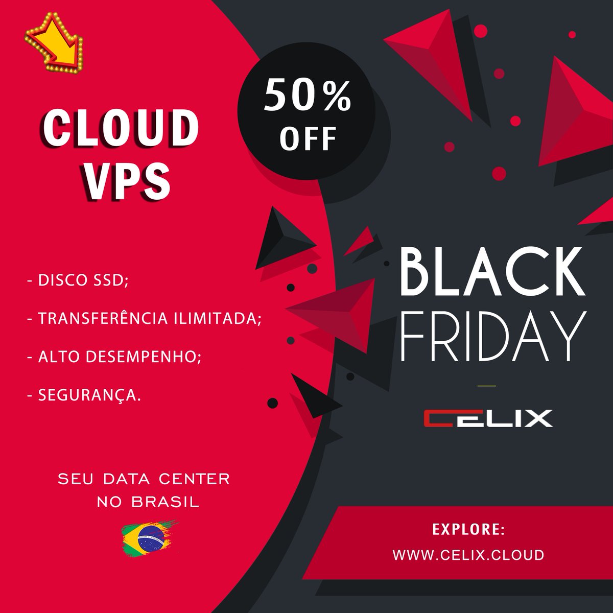 CelixCloud's tweet image. Que tal 50% de Descontos na sua VPS? Legal né!
Então corre para a Celix Cloud e Garanta já a sua.
Acesse 👉 celix.com.br/blackfriday/

#Cloud #VPS #Tecnologia #BlackFriday2018