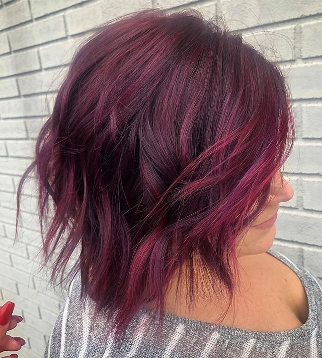 Wow! We absolutely love this stunning colour from @kellyawesomesauce - we'd call it #wine but she's declared it the 'boysenberry babe'.

The #haircolor was achieved using @pulpriothair, who else is giving it the big high five?