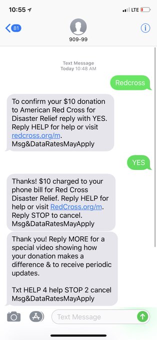 If you send “redcross” to 90999, it’ll charge $10 to your next phone bill to help the firefighting efforts❤️
