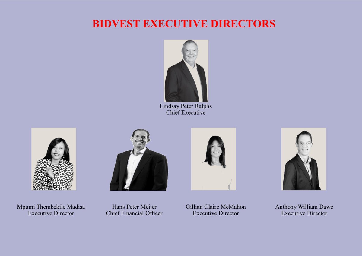 The Bidvest Group Executive Directors.