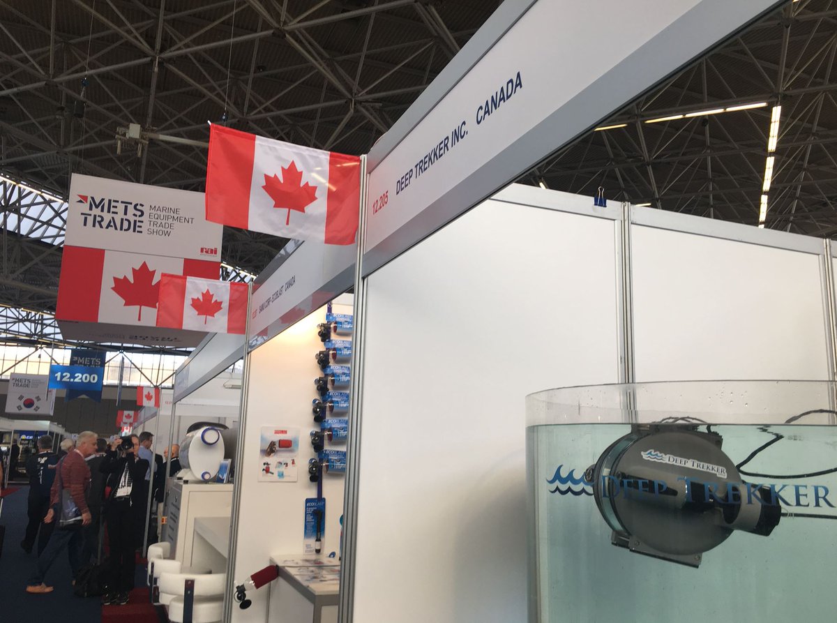 deeptrekker's tweet photo. The world famous Deep Trekker display tank is in Amsterdam this week showcasing our DTG2 ROV at @metstrade.  Hosted by @therealnmma in the Canadian Pavilion, come test drive our flagship product! Hall 12 - Booth 205 #METSTRADE #marineindustry #ROV #ROVpilots #canadian https://t.co/2Znk11JbZ4