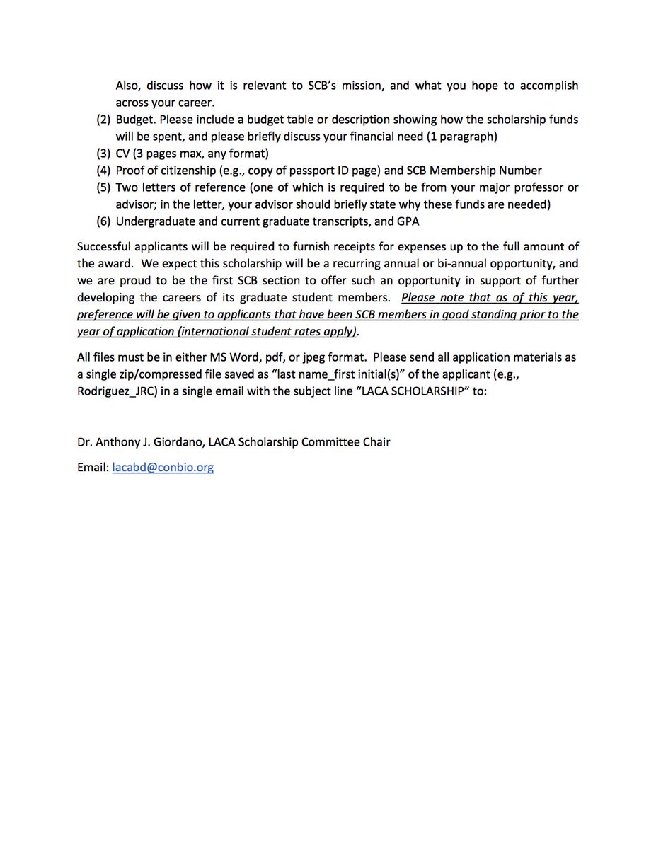 LACA_SCB's tweet photo. STUDENT FUNDING OPPORTUNITY:

$2,000 USD scholarship available to LACA members (outside the US/Canada) for #fieldwork and theses in applied #conservation work. 

Deadline: Dec 15th, 2018

@Society4ConBio https://t.co/q1xia2THQ1