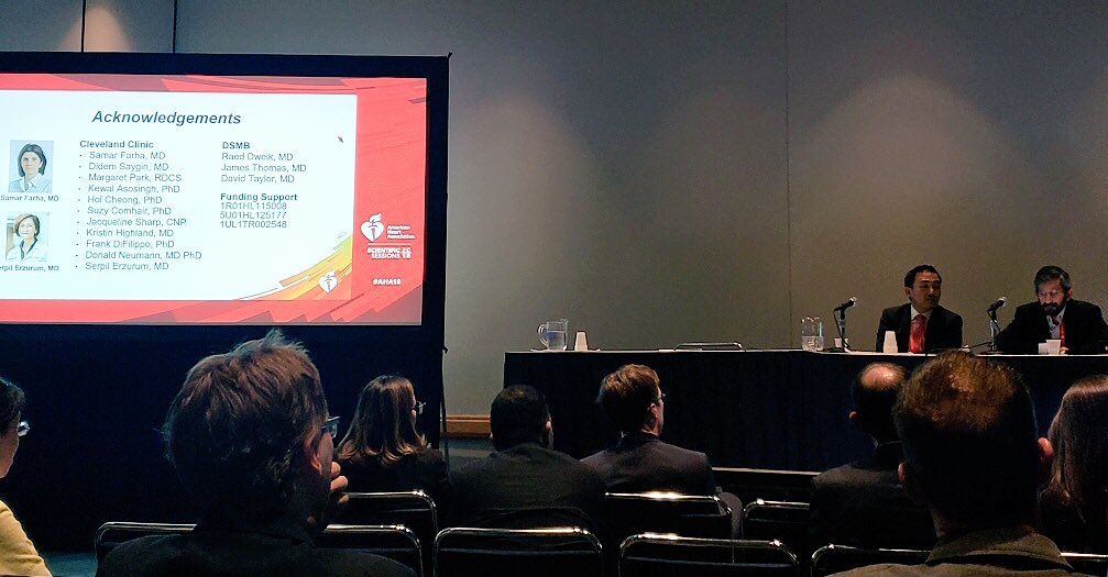 hyungjchun's tweet photo. Great session at #AHA18 @3CPRCouncil on treatment and assessment of RV failure-from animals to humans. Thanks to @MarcSimonMD @WilsonTangMD #coreyventetuolo #yuchihan for excellent talks and @SudarRajagopal for great job moderating! https://t.co/TX17pt51pg
