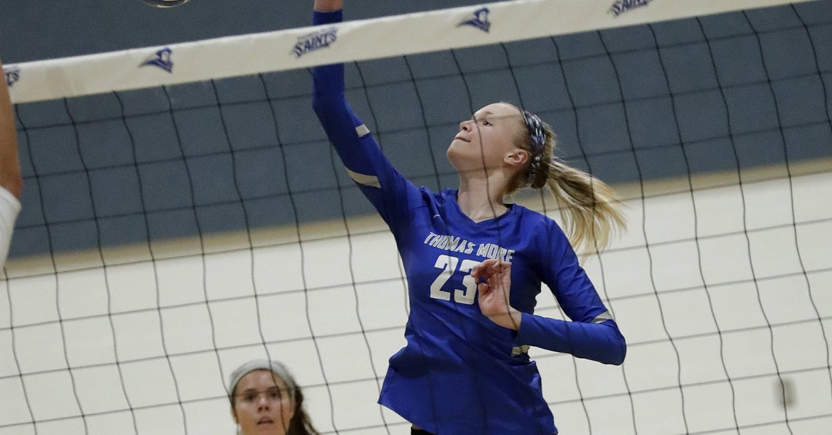 AVCA (@avcavolleyball) on Twitter photo Congrats to <a href="/tmusaints/">Thomas More Saints</a> Outside Hitter Emily Mohs for taking home the AVCA National Freshman of the Year! Congrats to <a href="/tmusaints/">Thomas More Saints</a> Outside Hitter Emily Mohs for taking home the AVCA National Freshman of the Year!