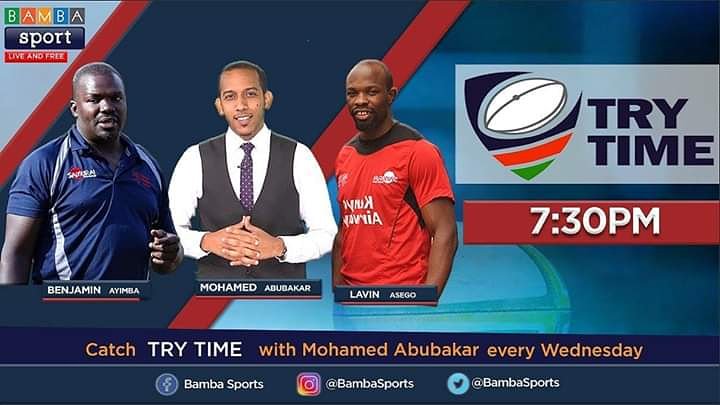 BambaTVKenya's tweet photo. The #KenyaCup starts this weekend! New Season! New Show!... Catch @mohamedabu91 on #TryTimeKe with these two legends @benayimba and @AsegoLav every Wednesday from 7.30pm only @BambaSports Sports. This is going to be exciting!!#BambaSports #HomeofTrueFans https://t.co/TO3Qoud8tU
