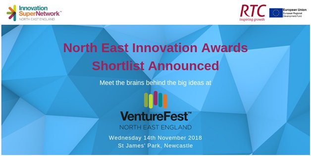 Looking forward to celebrating the best innovations disrupting the industry in the North East tomorrow at VentureFest North East Innovation Awards <a href="/SuperNetworkNE/">SuperNetworkNE</a> <a href="/RTCNorth/">RTC North</a> #VFNE #northernpowerhouse bit.ly/2zUKNrU