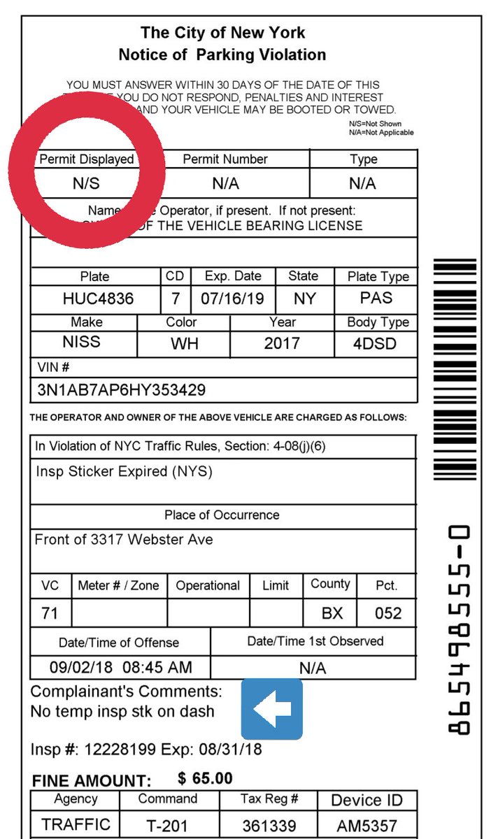 Although the  @nysdmv safety/emissions inspection expired more than 2 months ago, this  #placardperp has received only a single summons. And it appears they were not using the placard when they got ticketed.