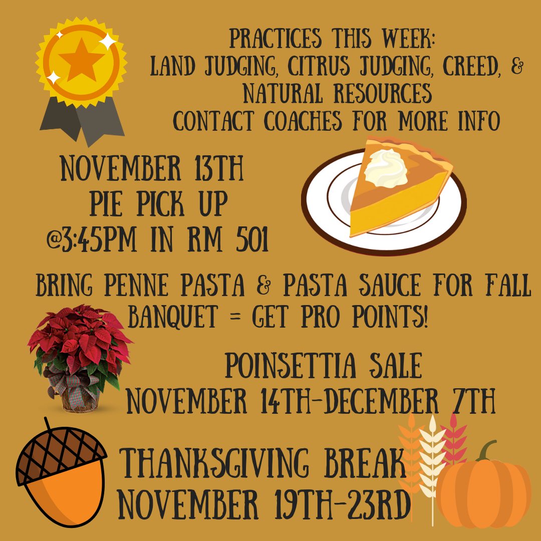 Take a look at what’s happening this week!! Don’t forget, Pie Pick Up is after school TODAY!