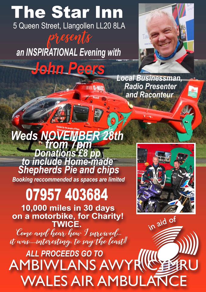 This is the venue for my next talk in aid of Air Ambulance Wales.