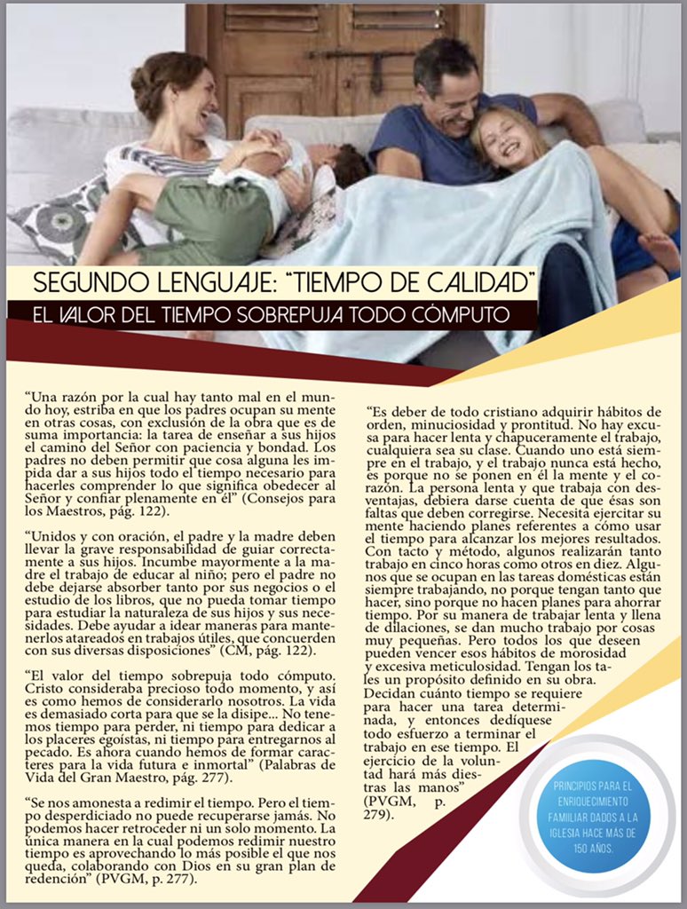 Devocional –Día 14/ 3ra Jornada Espiritual/Villa Unión/FAMILIA
Pr. Erik Jiménez -Memorizar:  
“Todo tiene su tiempo, y todo lo que se quiere debajo del cielo tiene su hora” (Ecl. 3:1) Lo que leerás hoy será el segundo de los 5 “Lenguajes del amor”. Lea completo en mi Facebook.