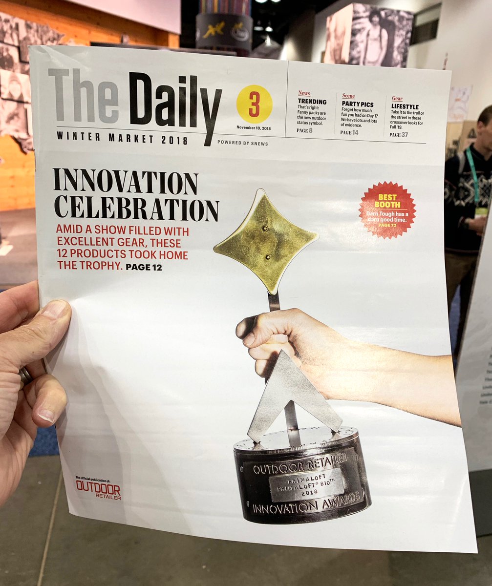 kiitella's tweet photo. Thank you @OutdoorRetailer.. an honor to create trophies for the inaugural Outdoor Retailer Innovation Awards presented by @CapitalOneSpark & to make the cover of The Daily Day3. #OutdoorRetailer #WeAreOutdoors #ORWM18 About the event & the 12 winners: https://t.co/jkMlDYeKtr https://t.co/vtNaG2OAjv
