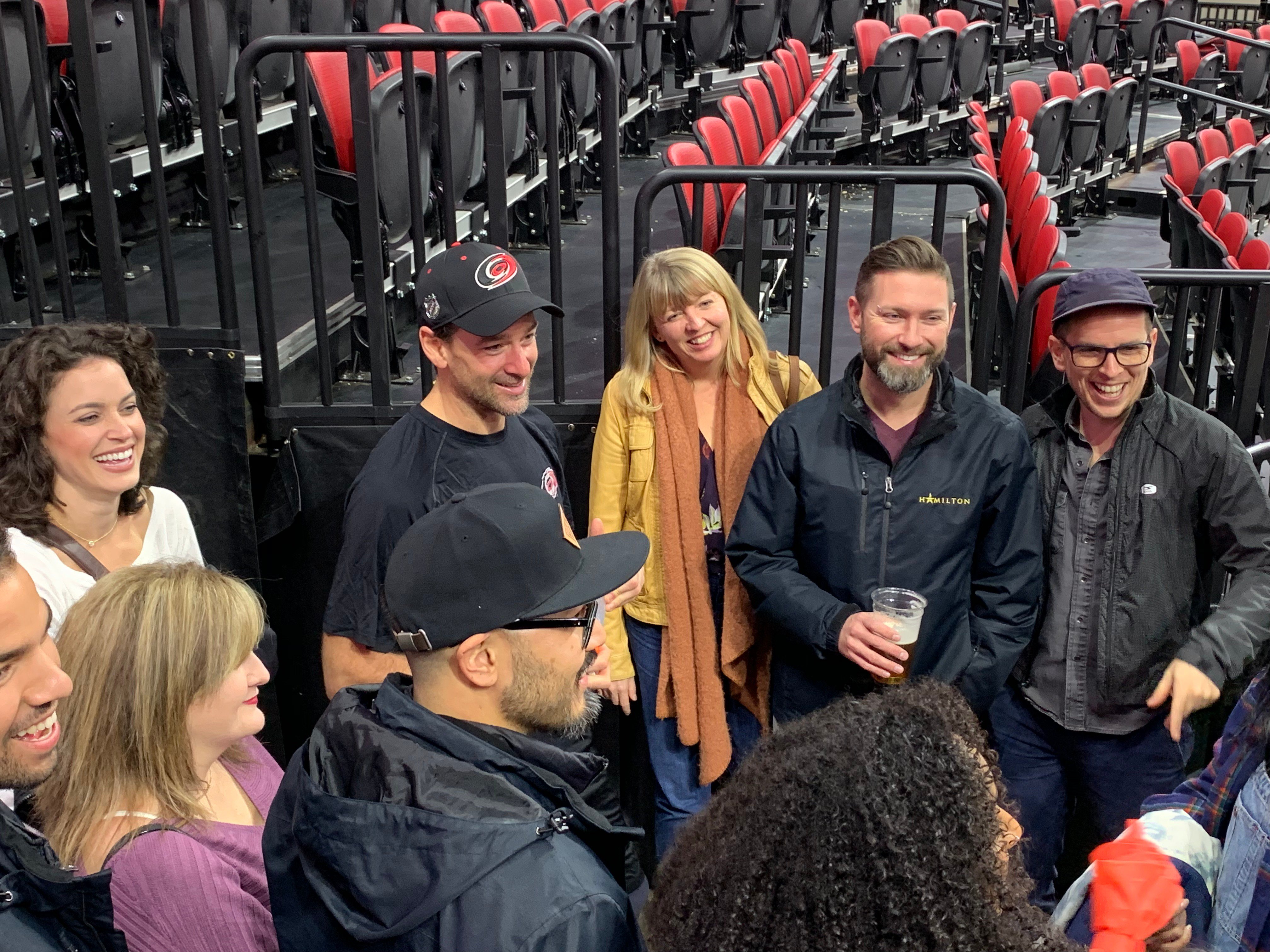 DPAC on X Last night some of the cast and crew went to watch a NHLCanes game for their night off and got to meet Dougie Hamilton and JustinWilliams. Canes https t i5q4ipUD0B