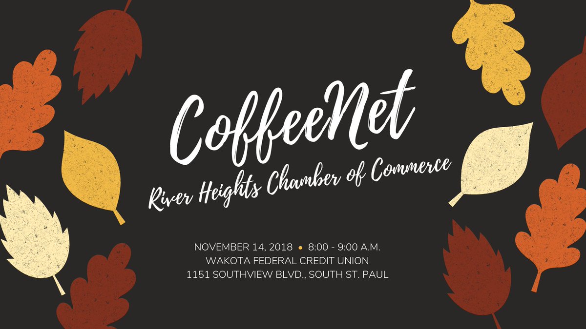 RH_Chamber's tweet photo. Come on out and share a cup of coffee and your business with us at the @RH_Chamber #CoffeeNet tomorrow, November 14th, 8-9 am at @WakotaFCU and check out their newly renovated office space while you're there! https://t.co/1WAamkuvnT