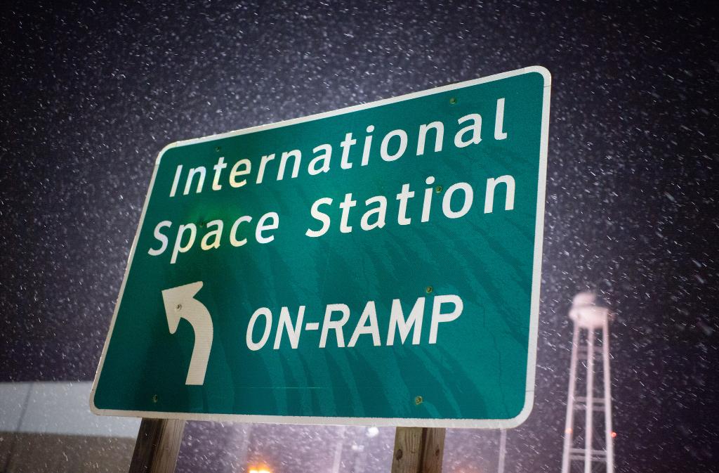 Sign "International Space Station on-ramp" at Wallops