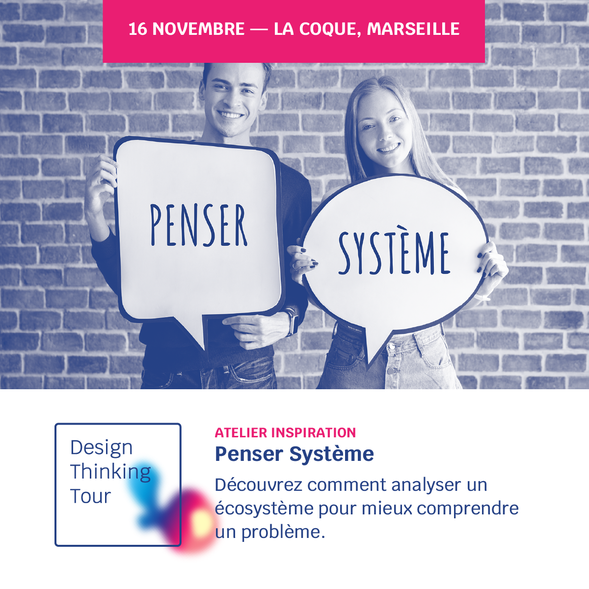 annabelroux's tweet photo. #DesignThinkingTour J-3

Innover avec le #DesignThinking : retours d'expérience, ateliers, networking, le 16 novembre @LaCoqueNumeriq #Marseille 

Inscription : https://t.co/dMvaKRQQ25 https://t.co/wP3SmYVmAd